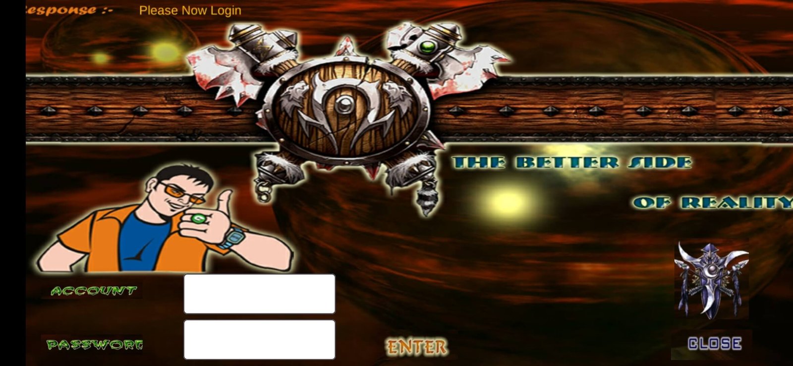 Login screen with form and woman in red dress holding cards in casino background